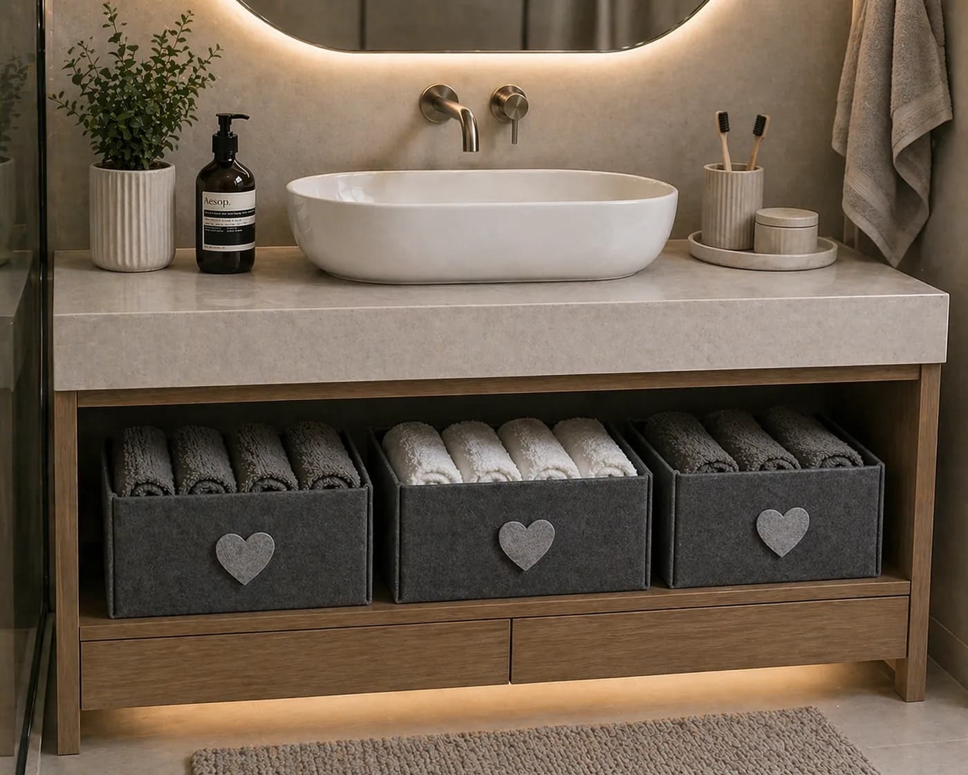 Modern Keçe Organizer - BANYO TEZGAH ALTI